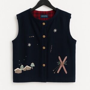 Vintage Woolrich Womens Vest L ‎ Embroidered Ski Lodge Plaid cottagecore cabin